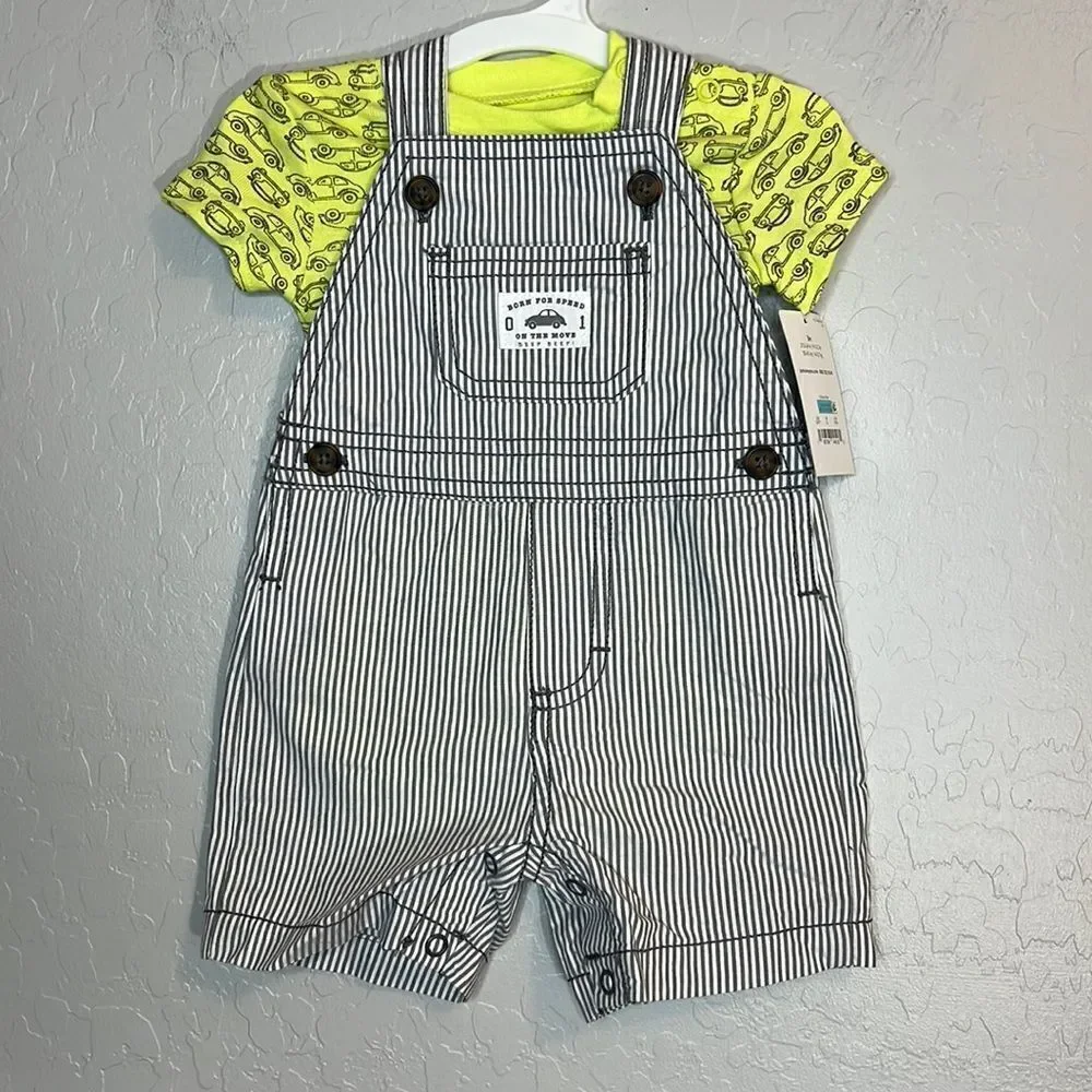 Carter’s Just One You 2-Piece Baby Overall/Shortall Set Size 3 Months
